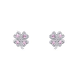 Prinzessin Lillifee 2037942 Stud Earrings 925 Sterling Silver Girls Children's Earrings with Synthetic Zirconia 0.6 cm Silver Clover Comes in Jewellery Gift Box, Sterling Silver