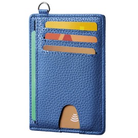 Mayski Slim Minimalist Wallet, Front Pocket Wallets, RFID Blocking, Credit Card Holder for Men & Women(Litchi Ocean Blue)