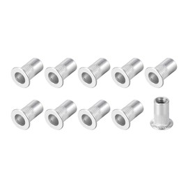 METALLIXITY Rivet Nuts (#8-32) 100Pcs, Aluminum Alloy Threaded Insert Nuts - for Furniture Mechanical Fasteners, Silver Tone