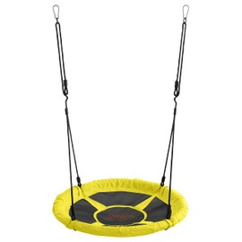 Machrus Swingan 37.5 in Super Fun Nest Swing with Adjustable Ropes - Solid Fabric Seat Design - Yellow