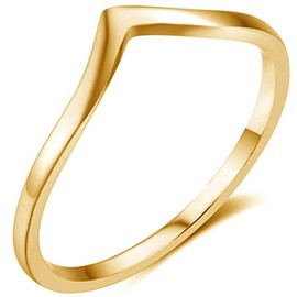 Jude Jewelers Stainless Steel Pointed Chevron Classical Simple Plain Statement Promise Ring (Gold, 4)