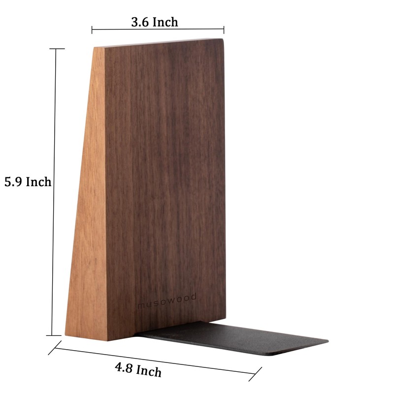 Muso Wood Wooden Bookends, Thick, Non-Tumble, Bookstands, Stylish, Sturdy and