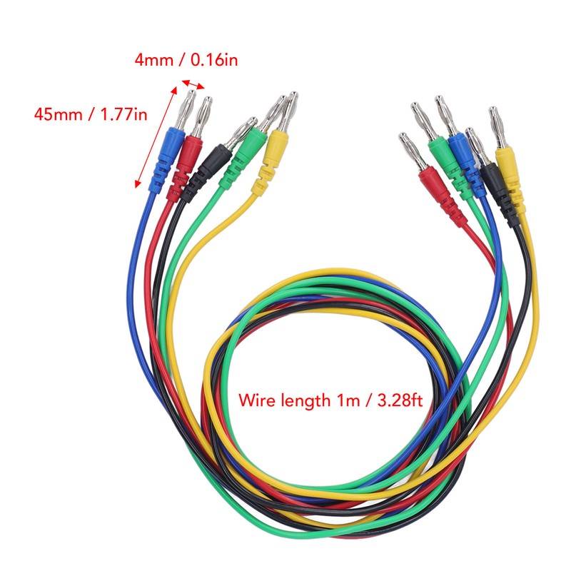 Magnetic Test Leads Kit Soft Flexible 5 Colour 4mm Banana