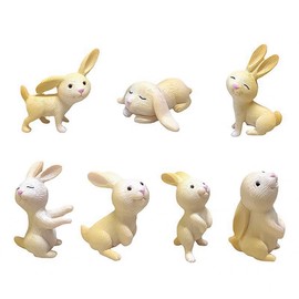 Hsthe Sea 7 Stücke Mini Hase Figuren Harz Osterhase Kaninchen Bunny Figuren Ornamente Miniatur Osterhase ​Figur für Ostern,Fee Garten Dekorationen,Party Dekoration Desktop Ornament