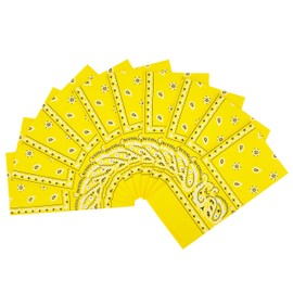 Vamqor 100% Cotton 10 Pack Fine Bandanas（Yellow）