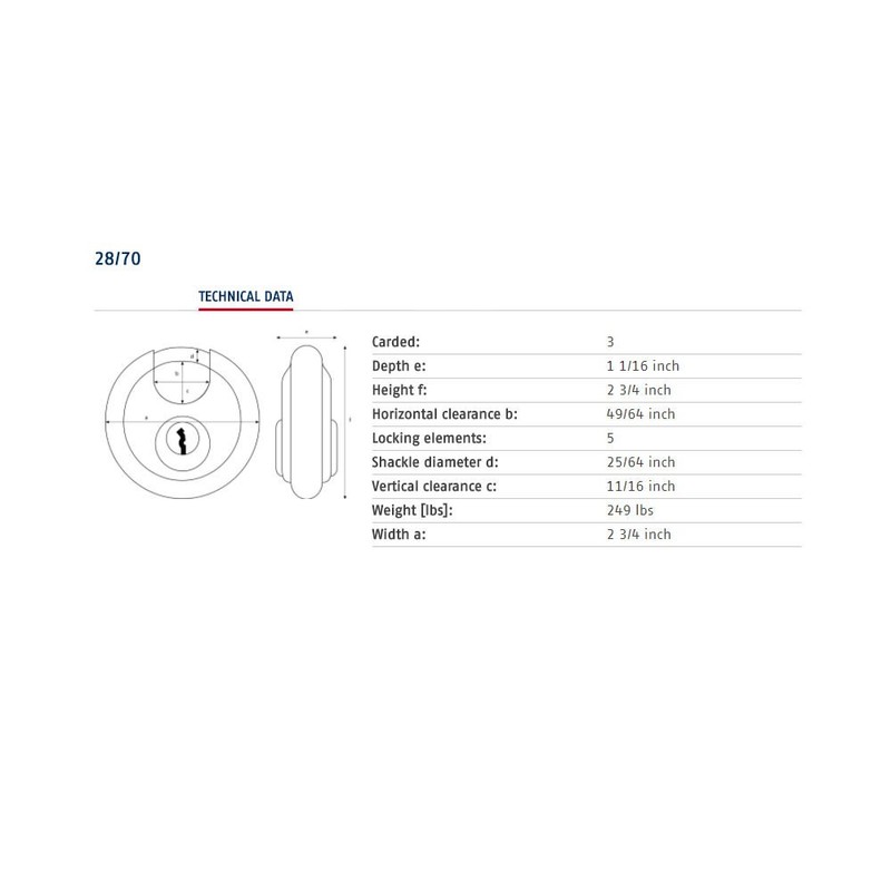 Abus Diskus 28/70 KA 0021 Keyed Alike