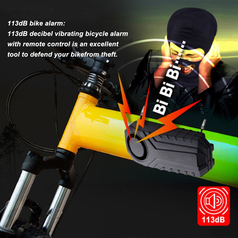 Bike Alarm 113dB Sensitivity Volume Adjustable Waterproof Bike Anti Theft
