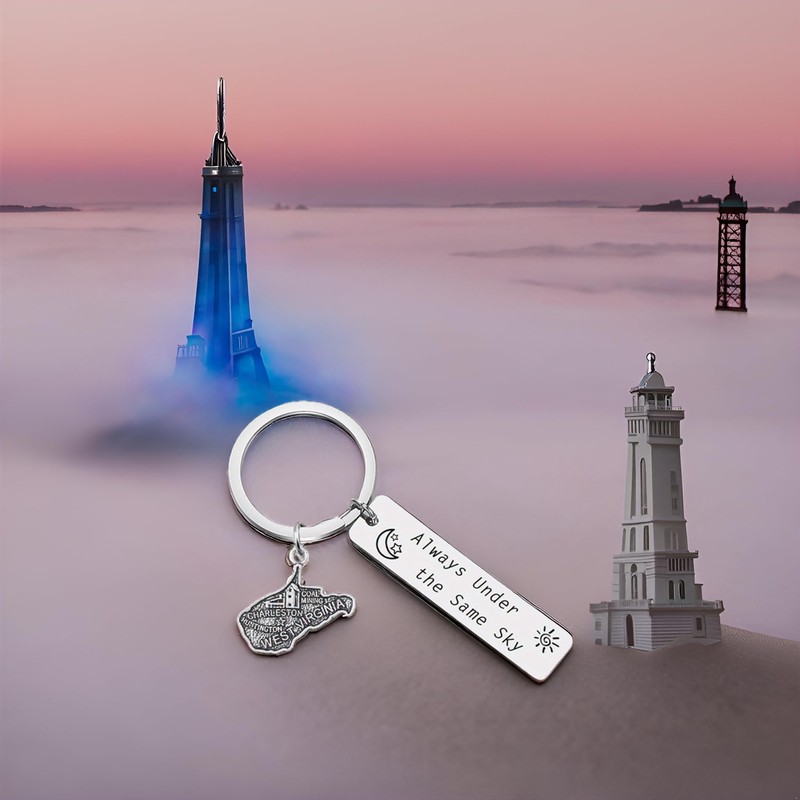JJTZX Always Under the Same Sky US State Keychain Long