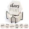 LotFancy Funny Drink Coasters with Holder, 6PCS Absorbent Ceramic Coasters,