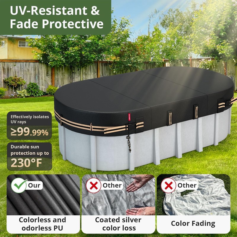 QH.HOME 15x27 Ft Oval Pool Cover for Steel Wall Oval