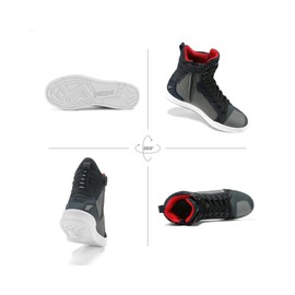 BORLENI Motorcycle Boots Street Riding Shoes Anti-Slip Outdoor Trekking Hike Work Shoes for Men, Grey 12