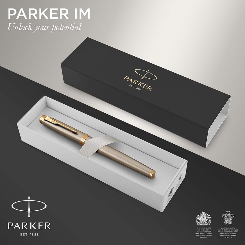 Parker IM Premium Fountain Pen | Brushed Metal with Gold