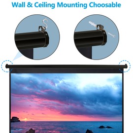 SUPER DEAL 80'' 16:9 HD Projection Screen Foldable Anti-Crease Portable Projector Movie Screen Manual Pull Down for Home Theater Presentation Education Outdoor Indoor Public Display, Black