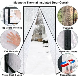 Risareyi Door Curtain Thermal Cold Protection Magnetic Heat Protection Curtain Door Insulation Winter Waterproof Cold Protection Window Interior Air Conditioning Systems Summer Ideal for Living Room Balcony Door Kitchen Door 100 x 180 cm