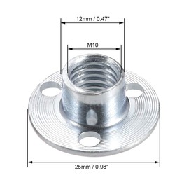 sourcing map M10x25x1.8mm Brad Hole Tee Nut Carbon Steel T-Nuts Furniture Hardware Flange Insert Female Thread 10pcs