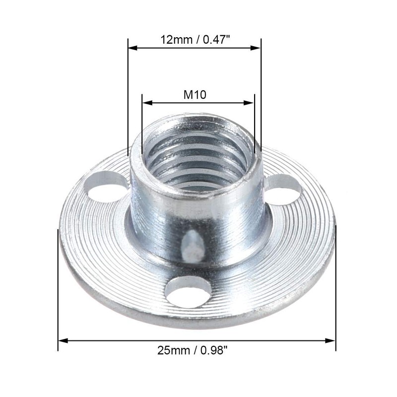sourcing map M10x25x1.8mm Brad Hole Tee Nut Carbon Steel T-Nuts