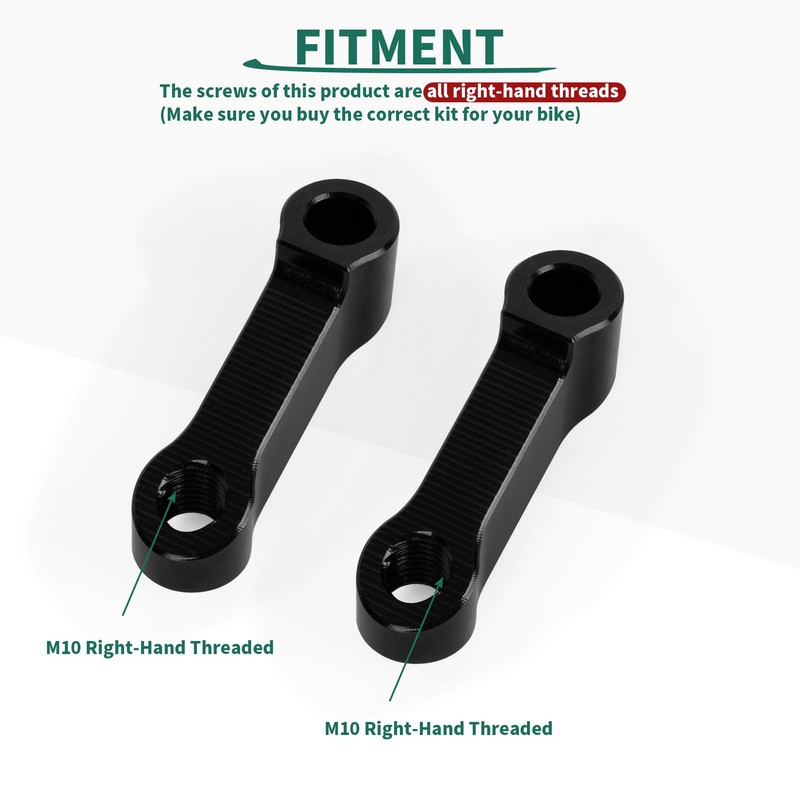 M10 Motorcycle Mirror Extenders, 2 Right Hand Threads, PSLER Motorcycle