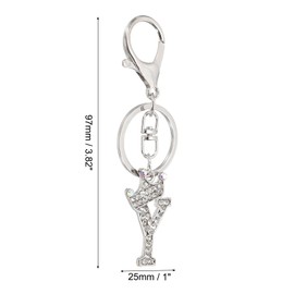 PATIKIL Initial Letter Keychain, Letter Y Crown Design Charm with Crystal Diamonds Decorative Alphabet Pendants for Bag Backpack DIY Craft, Silver Tone