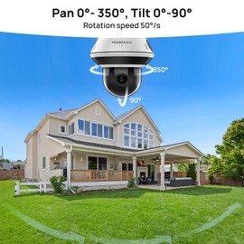 PANOEAGLE 4K 8MP Dome PTZ Camera Outdoor, Compatible with Hik-Vision, 2.7~13.5mm Motorized Lens with 5X Optical Zoom,AI Motion Detection, Two Way Audio＆IR Night Vision, 512GB SD Slot, IP67