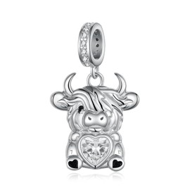Peireara Highland Cow Charms 925 Sterling Silver Cow Charms for Bracelet Highland Cow Gifts Highland Cow Jewelry for Women