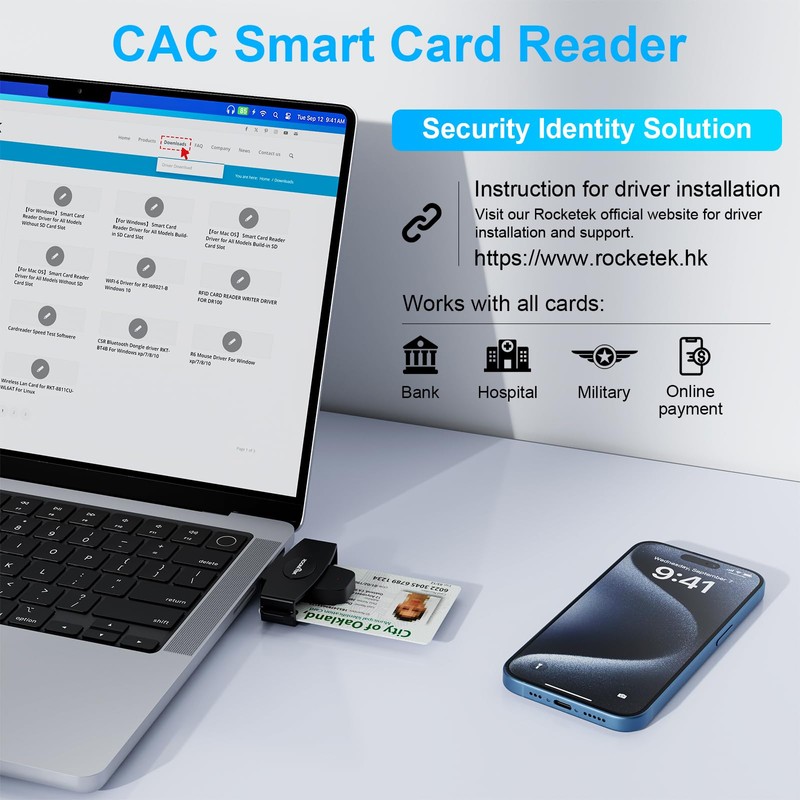 CAC Reader, DOD Military USB C Common Access CAC Card