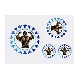 4 x 'Body Builder ' Temporary Tattoos - Water Resistant, Skin-Safe, Non-Toxic Transfers, Mixed Sizes (TO00069802)