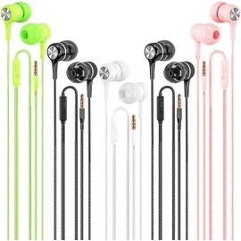 LWZCAM Wired Earbuds with Microphone 5 Pack, in-Ear Headphones with Heavy Bass, High Sound Quality Earphones Compatible with iPad, Laptop, MP3, Android Smartphones, Fits All 3.5mm Jack Device