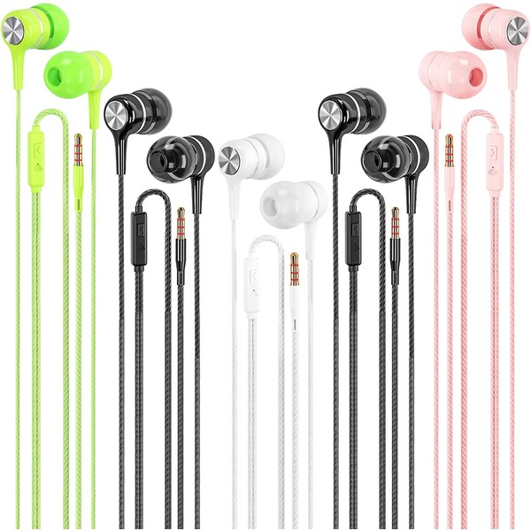 LWZCAM Wired Earbuds with Microphone 5 Pack, in-Ear Headphones with