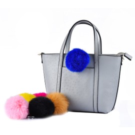 Cityelf Cute Faux Rabbit Fur Ball Pom Pom Keychain Car Key Ring Handbag Tote Bag Pendant Purse Charm (ROYALBLUE)