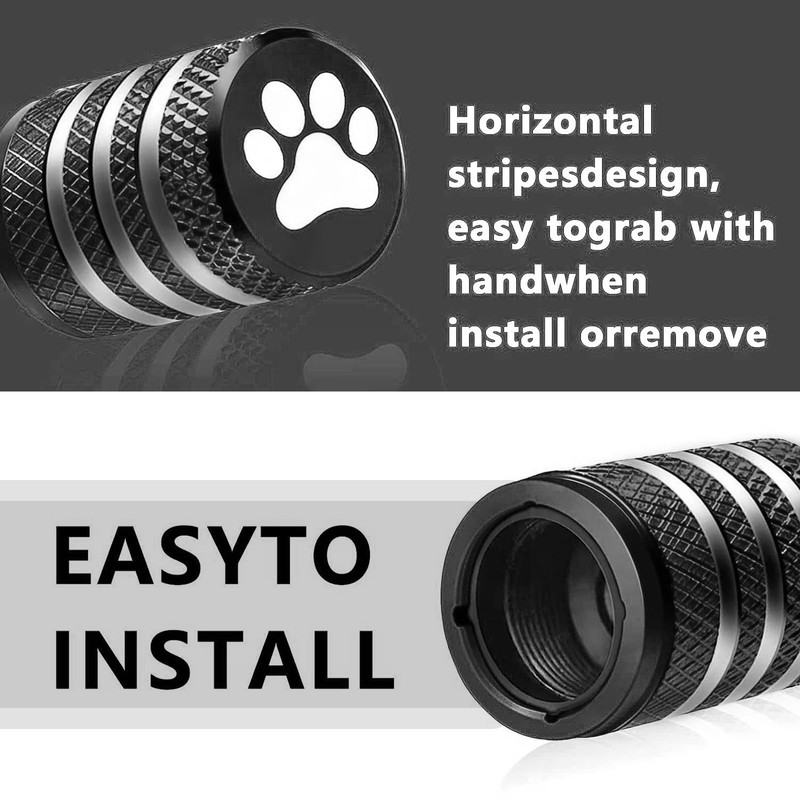 GKmow Pack-5 Tire Valve Stem Cap Cover, Dog Paw Tire