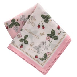 WEDGWOOD 000425-0001-01 Wedgwood Large Print Handkerchief, Wild Strawberry, Silk & Cotton (Pink), Women's Large, Cotton Silk Handkerchief, Approx. 22.8 inches (58 cm)