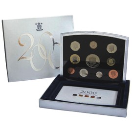 2000 United Kingdom 10 Coin Proof Set Complete with Flat Case and Certificate of Authenticity