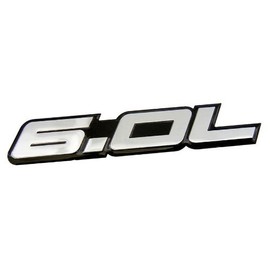 6.0L Liter in Silver on Black Highly Polished Aluminum Car Truck Engine Swap Nameplate Badge Logo Emblem for Chevy Tahoe Suburban GMC VORTEC V8 Truck