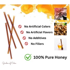 Garden of Eden Pure Honey Sticks (25 Count) – Natural Tea & Coffee Sweetener Straws – Single Serve Easter Basket Gift Pack – Non-GMO Sugar Replacement