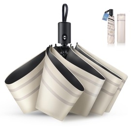 Parasol, UV Protection, Heat Blocking, One-Touch Automatic Opening/Closing, (2025 New, Adopts Reflective Cooling Materials, JIS Certified), Folding Parasol, 100% Light Shade, Lightweight, 6 Ribs