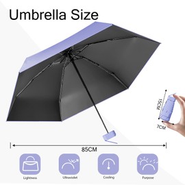MPXEAVG Compact Umbrella, Mini Umbrella, Umbrella UV Protection, Women's Small Ultralight, Parasol Portable, Umbrella Box, purple