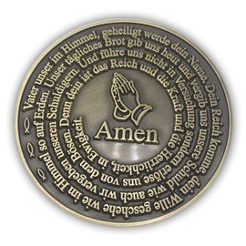 AXLorange Worry Stone Medal Our Father Approx. 50 x 4 mm Antique Bronze, Zinc