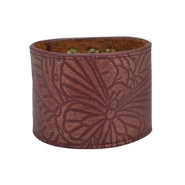 Anuschka Women's Original Hand-Painted Leather Adjustable Wrist Band, Tooled Butterfly Wine