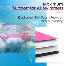 ThinkPet Dog Life Jacket Medium Reflective Lifesaver with Rescue Handle Adjustable Floating Vest High Buoyancy Aid Dog Vest Medium Pink