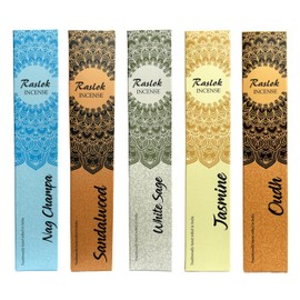 Natural Incense Stick | Pack of 5, 15 gm Each| Sandalwood Oudh White Sage Nagchampa Jasmine | Hand Rolled | for Aromatherapy Meditation Church Mind Spirit & Ritualistic Fragrance |