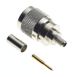 N Male Crimp Type RG58U - N-Type Plug for RG8X RG-8X LMR240, RF Coaxial Adapter Plug Nickel-Plated with Gold Pins Machined Brass Construction - Pack of 2