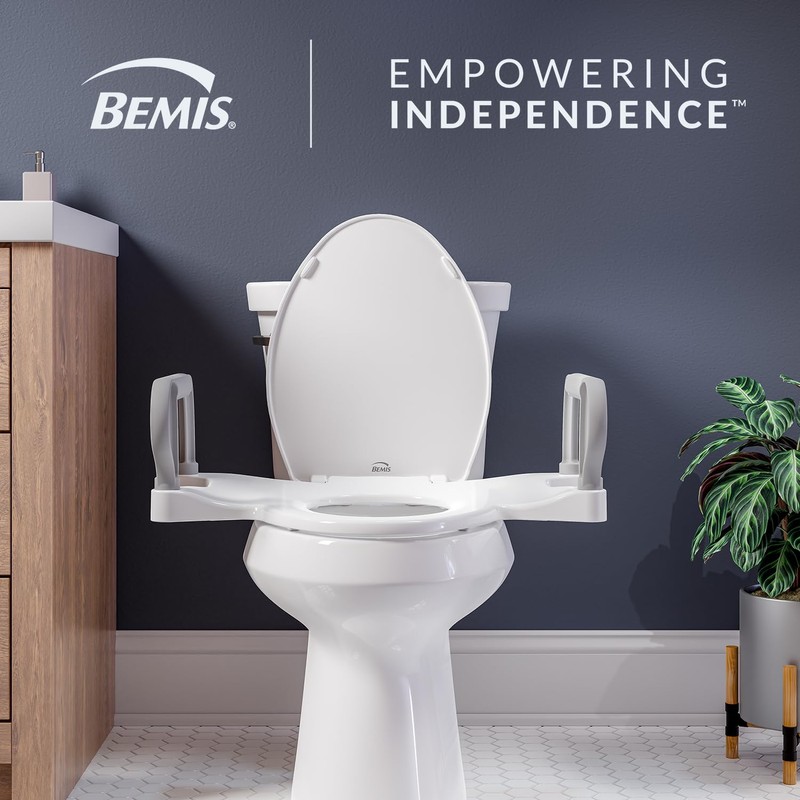 Bemis Assist Toilet Seat with Built-in Support Handles, Hinges Never
