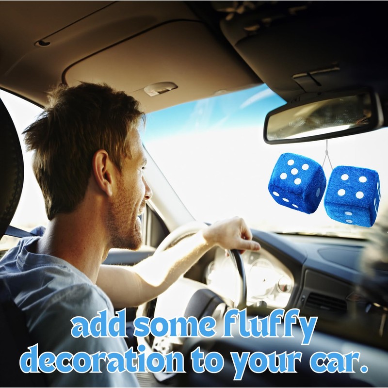 Vaygway Blue Teal 3" Square Hanging Dice-Soft Fuzzy Decorative Vehicle