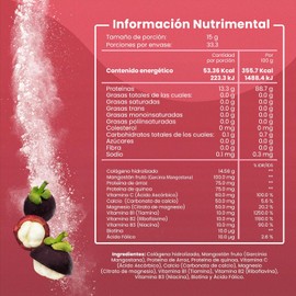 Colágeno Hidrolizado con Mangostán - Extracto en Polvo 500 gr - Vitamina C - Magnesio y Ácido Fólico - Suplemento Alimenticio - Sin Azúcares - Flow Supplements