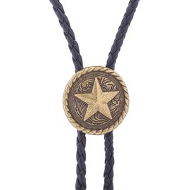 Doitby Western Star Bolo Tie for Men, Cowboy Genuine Leather Necktie Necklace Bolo Tie for Men Women