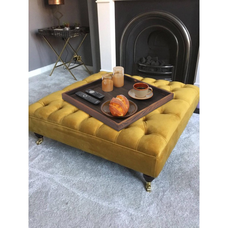 Gurfuy Extra Large Square Ottoman Table Tray 20" - Rustic