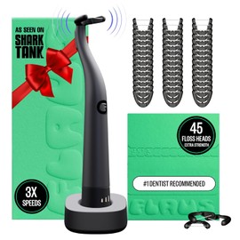 FLAUS Electric Flosser (Oprah's List, Shark Tank) 3 Speeds + 45 Refill Heads (Extra Strong Woven Floss for Durability) Water Flosser Alternative, Dentist Recommended Tooth Flossers Dental Floss Picks