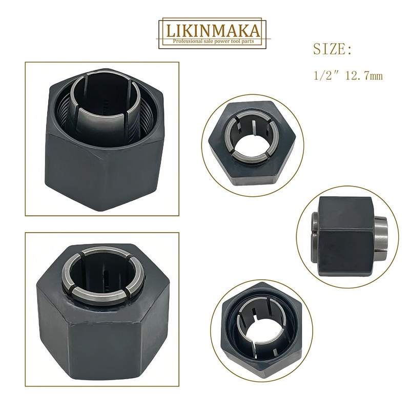 (1/​​2-inch) 12.7mm and（1/4-inch 6.35mm Collet Chuck and Nut Replace for