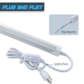 6 Pack T8 Led 5FT 48W Integrated V Shaped LED Cooler&Freezer Tube,Linkable White Daylight 6000k Garage Lights, Indoor Shop Lights for Supermarkets,Grocery Stores with On/Off Switch Cable Clear Cover