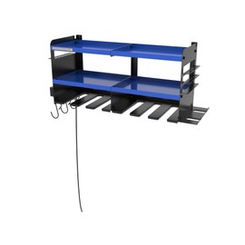 Permasteel Power Tool Organizer Wall Mount - 150 Lbs Load 3-Layer Heavy Duty Metal Storage Rack with Charging Station, Holds 6 Drills, 9 Hand Tools and 16 drill bits for Garage and Workshop, Blue